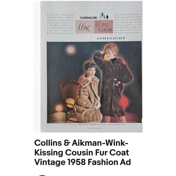 Vintage Women’s 1950’s Collins & Aikman Wink Candalon Faux Fur Coat Size XL - Picture 10 of 10
